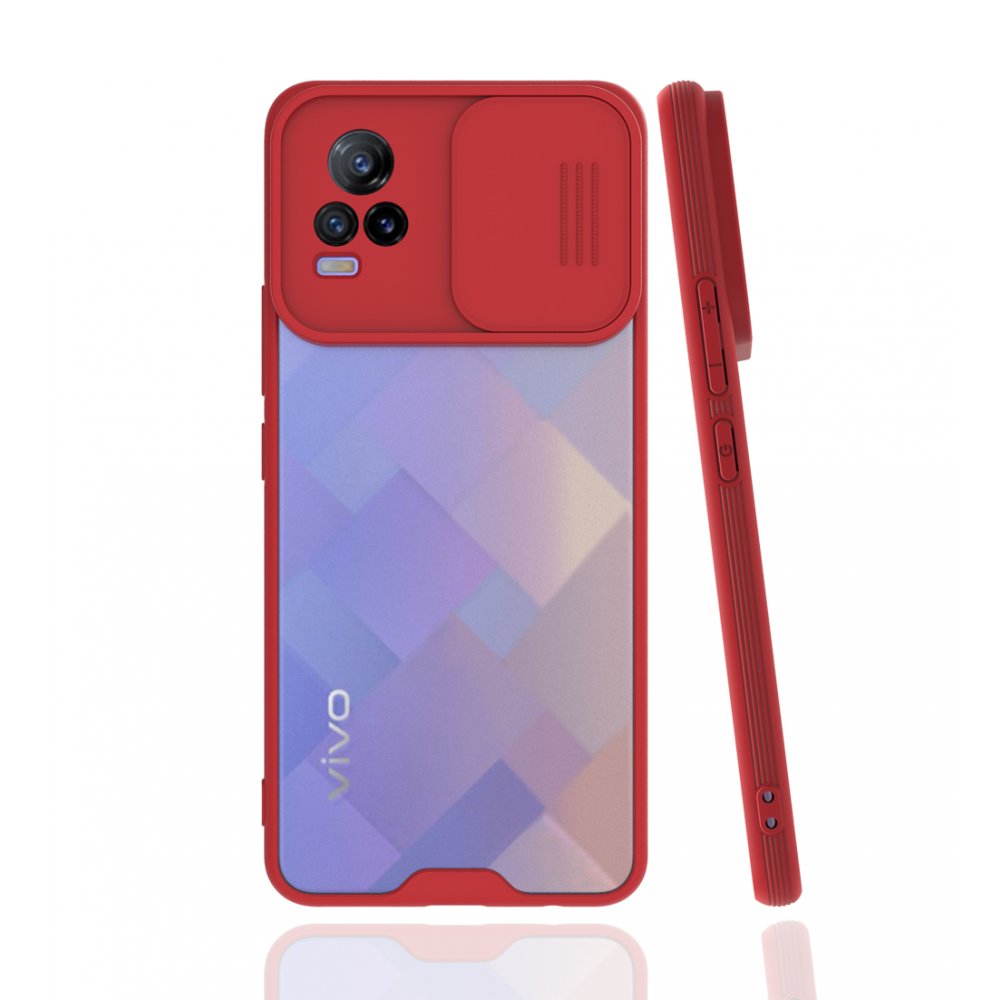  Vivo V21e Kılıf Platin Kamera Koruma Silikon - Kırmızı