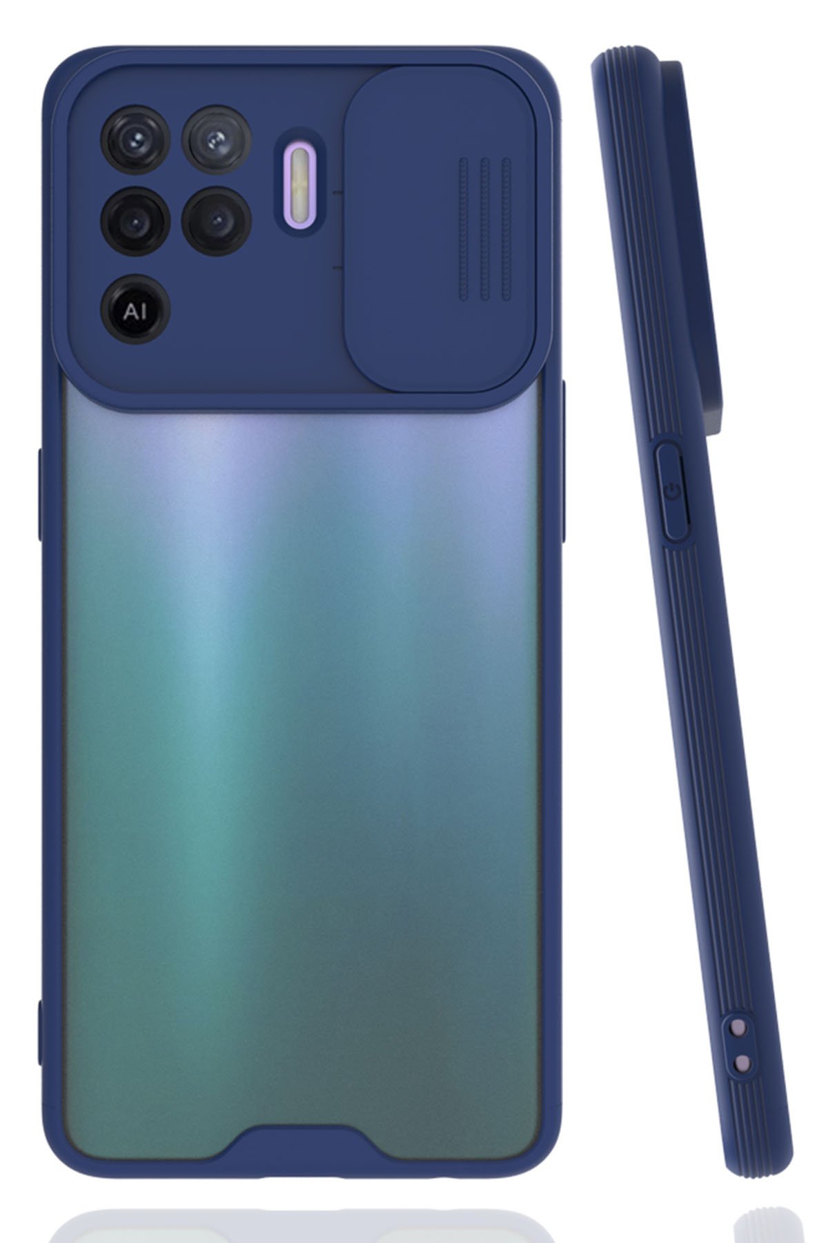  Oppo Reno 5 Lite Kılıf Platin Kamera Koruma Silikon - Lacivert