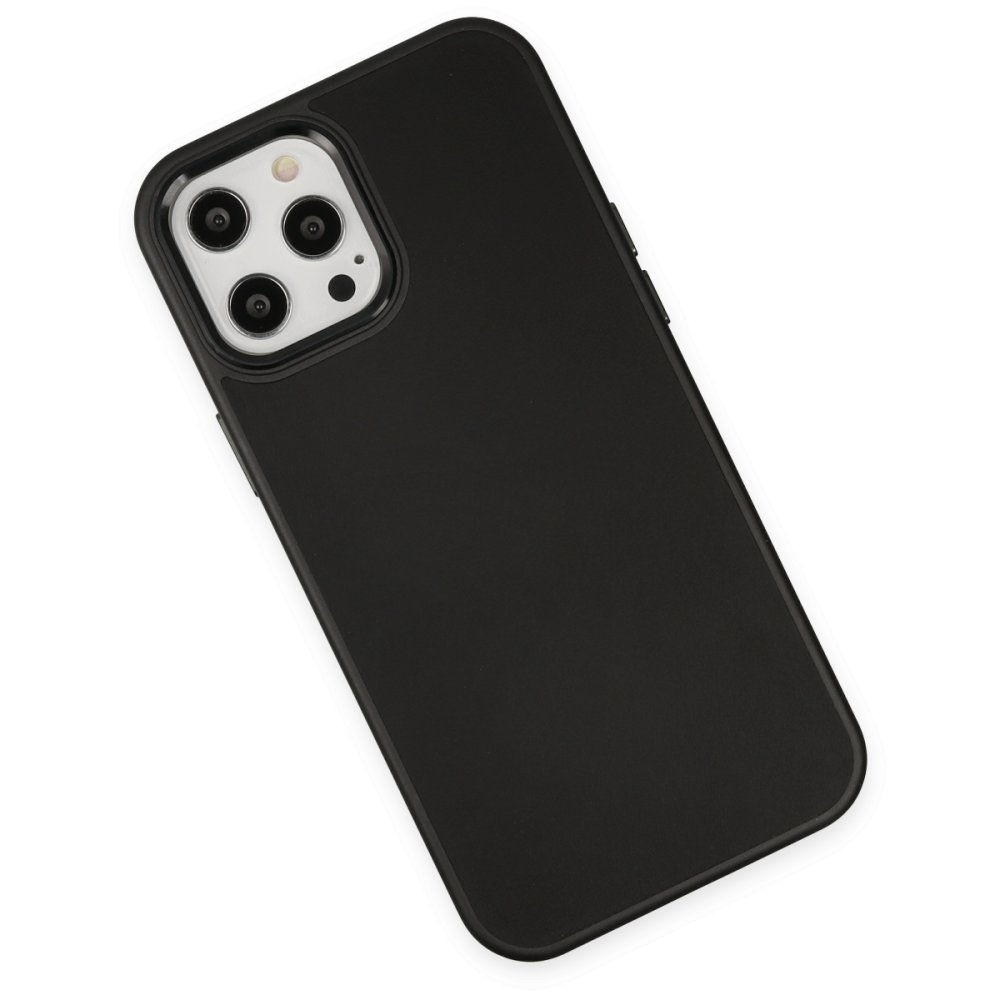  iPhone 12 Pro Max Kılıf Asya Deri Silikon - Siyah