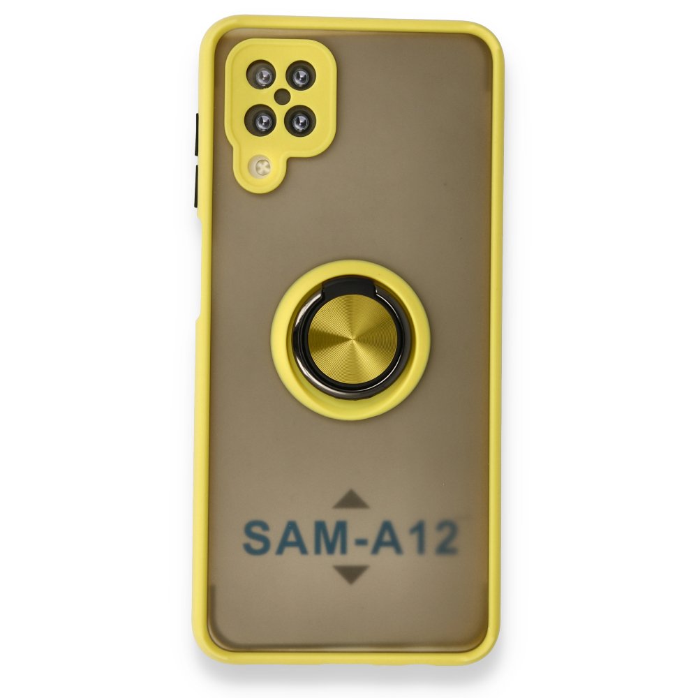  Samsung Galaxy M12 Kılıf Montreal Yüzüklü Silikon Kapak - Sarı