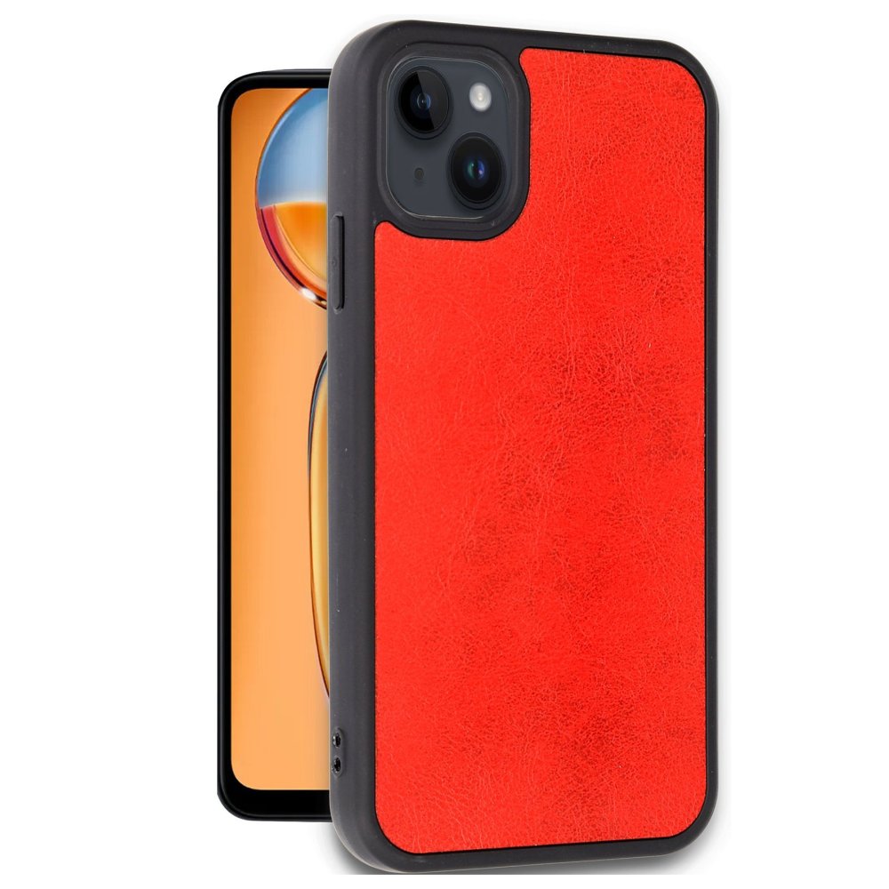 iPhone 15 Kılıf Aras Deri Kapak - Kırmızı  iPhone 15 Kılıf Aras Deri Kapak - Kırmızı