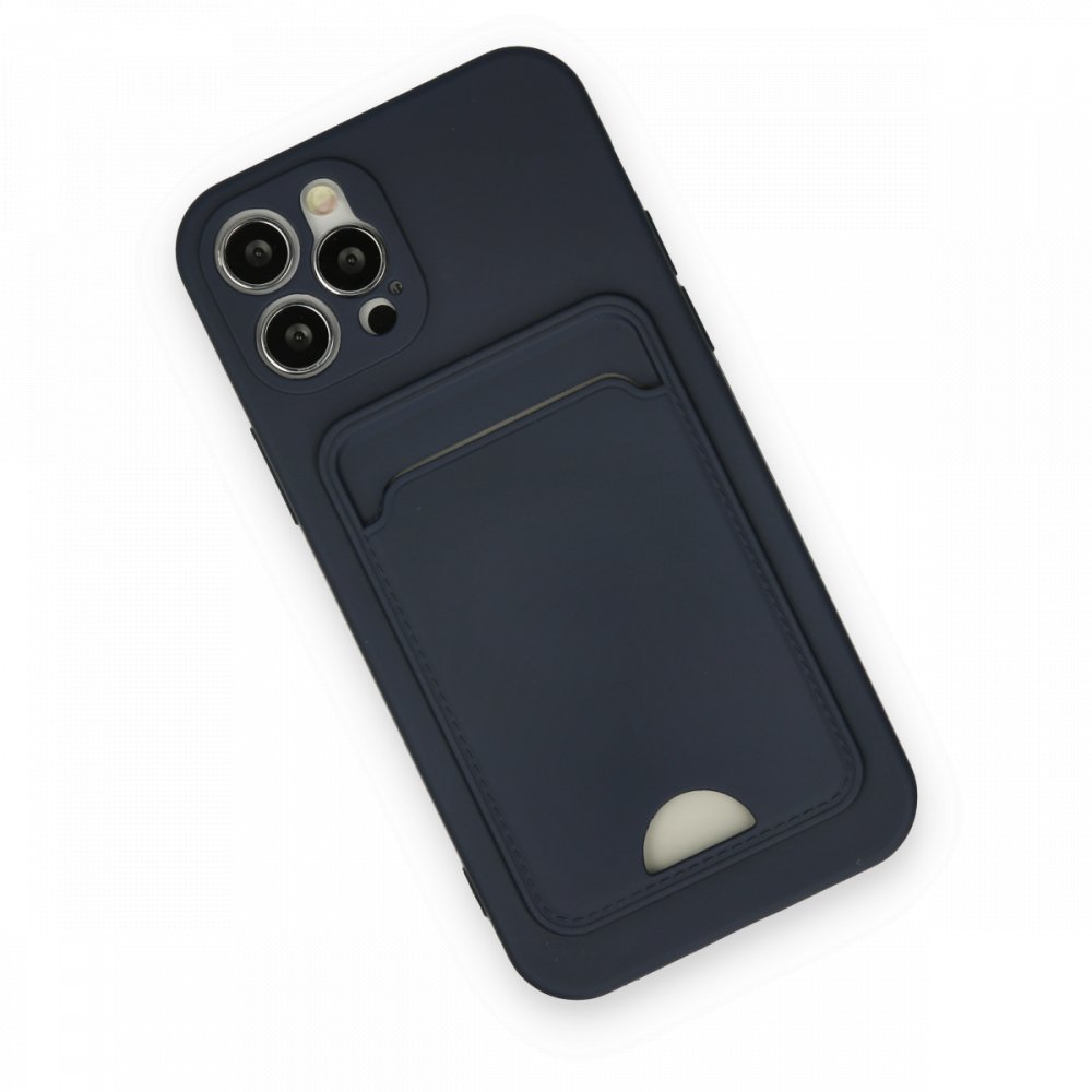  iPhone 12 Pro Kılıf Kelvin Kartvizitli Silikon - Lacivert