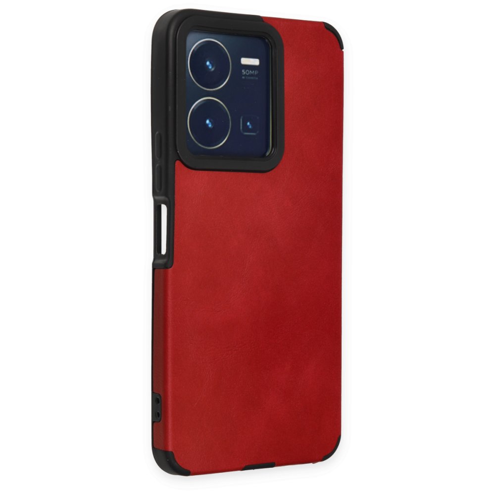  Vivo Y22S Kılıf Loop Deri Silikon - Kırmızı