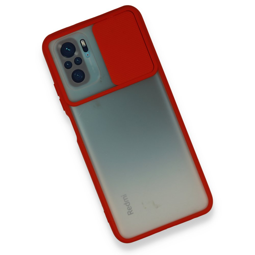 Redmi Note 10S Kılıf Palm Buzlu Kamera Sürgülü Silikon - Kırmızı
