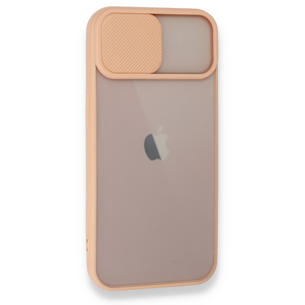  iPhone 13 Kılıf Palm Buzlu Kamera Sürgülü Silikon - Pembe