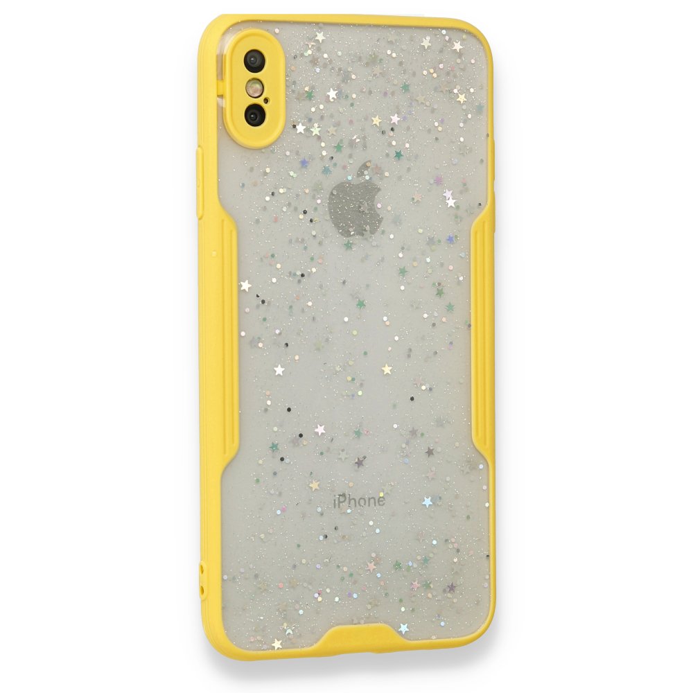 iPhone X Kılıf Platin Simli Silikon - Sarı  iPhone X Kılıf Platin Simli Silikon - Sarı