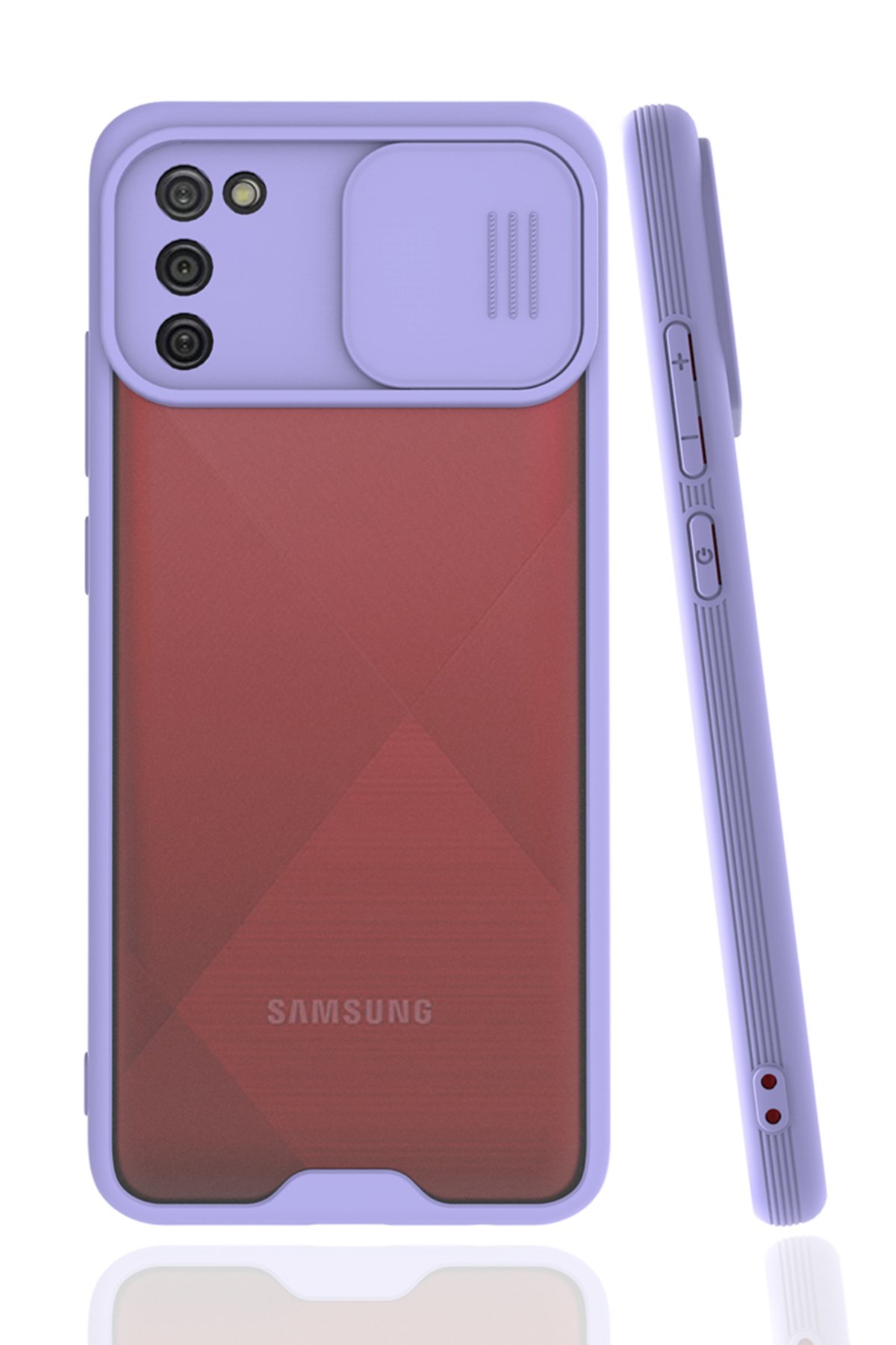  Samsung Galaxy A02S Kılıf Platin Kamera Koruma Silikon - Lila