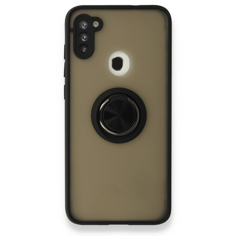 Samsung Galaxy M11 Kılıf Montreal Yüzüklü Silikon Kapak - Siyah