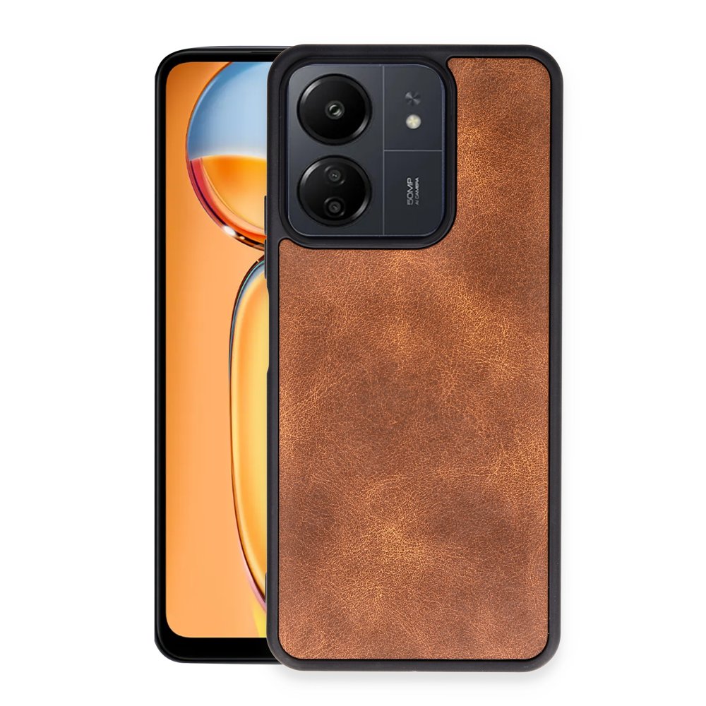  Xiaomi Poco C65 Kılıf Aras Deri Kapak - Taba