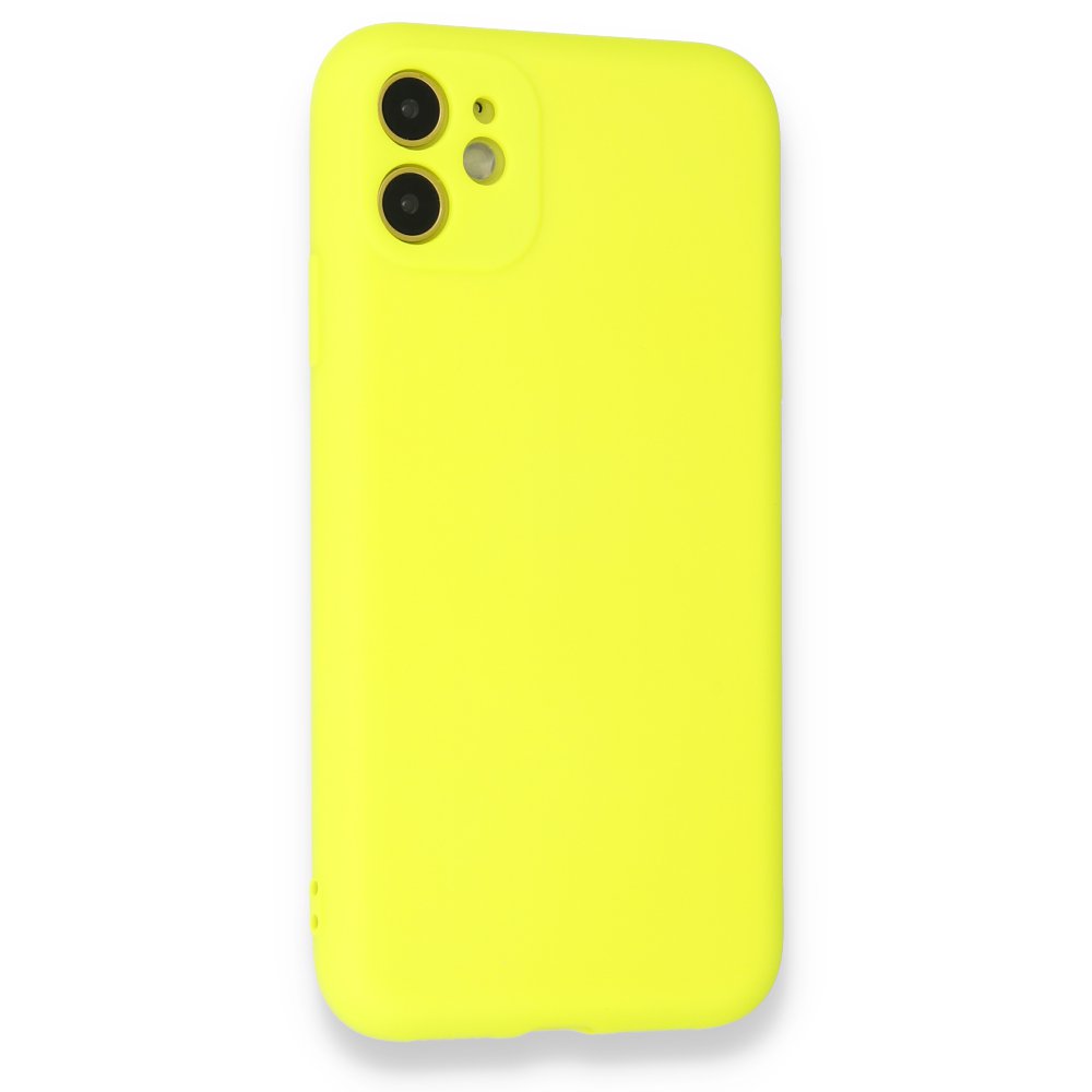  iPhone 11 Kılıf Nano içi Kadife Silikon - Sarı