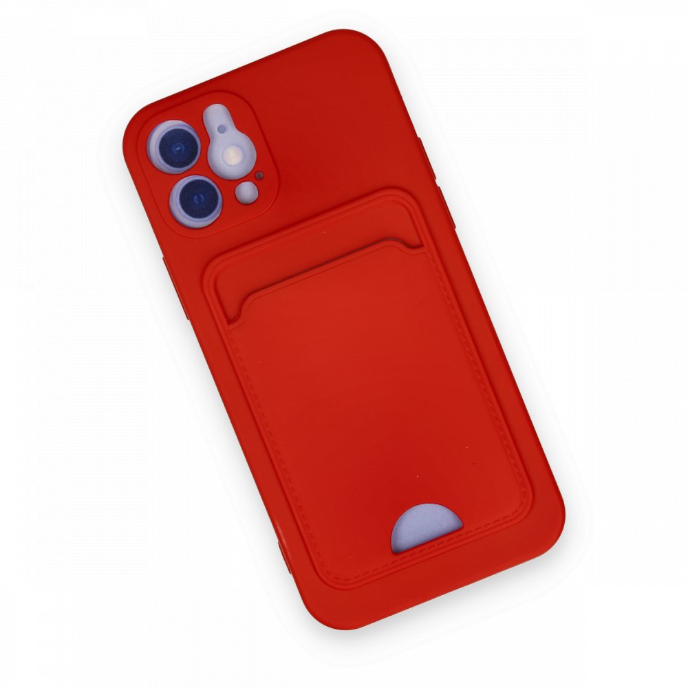  iPhone 12 Kılıf Kelvin Kartvizitli Silikon - Kırmızı
