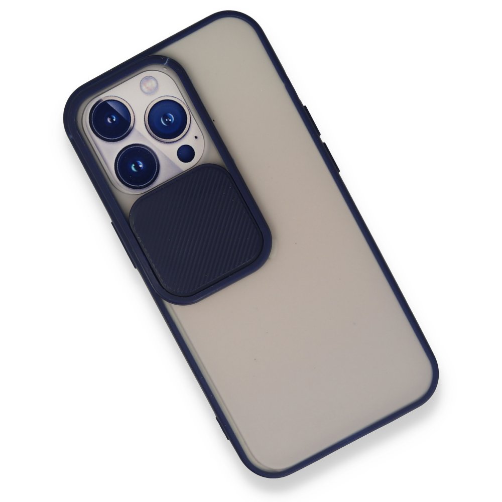  iPhone 13 Pro Kılıf Palm Buzlu Kamera Sürgülü Silikon - Lacivert