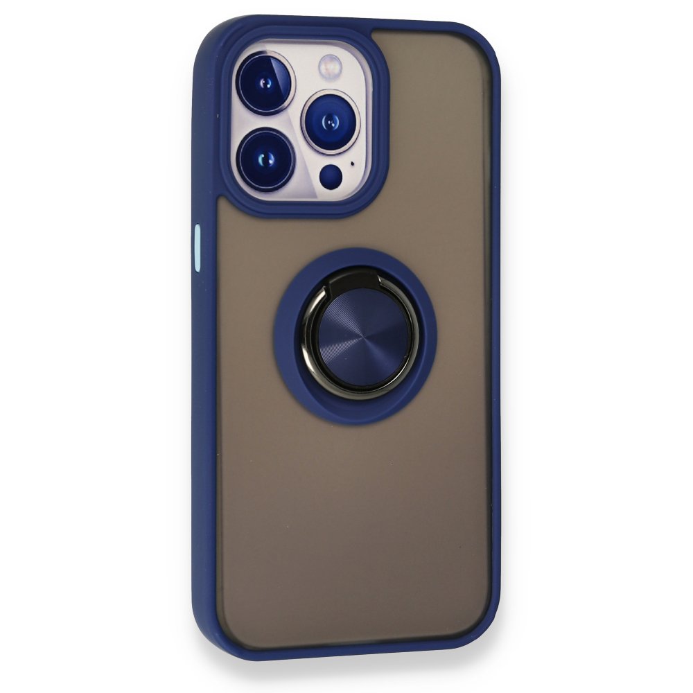 iPhone 13 Pro Max Kılıf Montreal Yüzüklü Silikon Kapak - Lacivert  iPhone 13 Pro Max Kılıf Montreal Yüzüklü Silikon Kapak - Lacivert