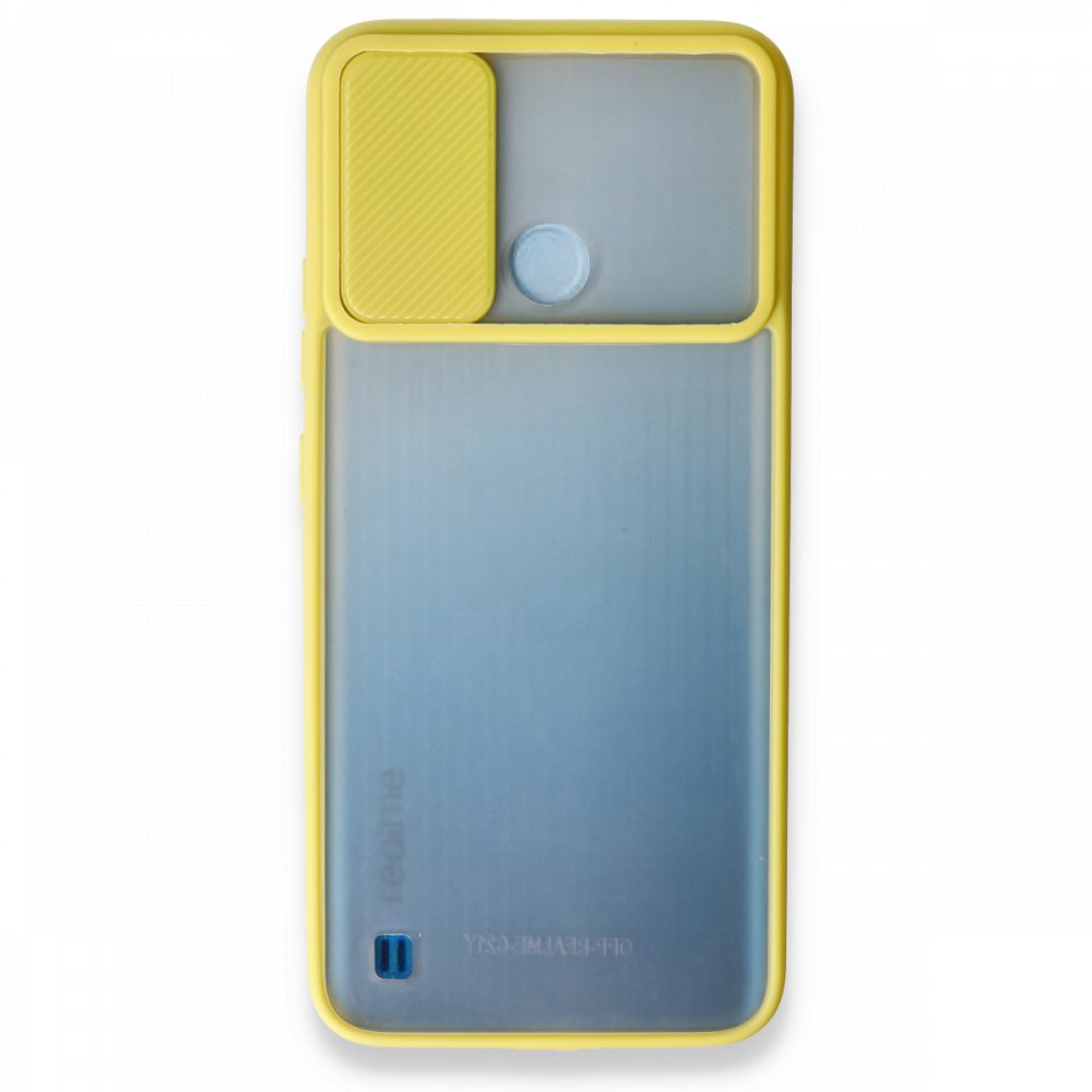 Realme C21Y Kılıf Palm Buzlu Kamera Sürgülü Silikon - Sarı Realme C21Y Kılıf Palm Buzlu Kamera Sürgülü Silikon - Sarı