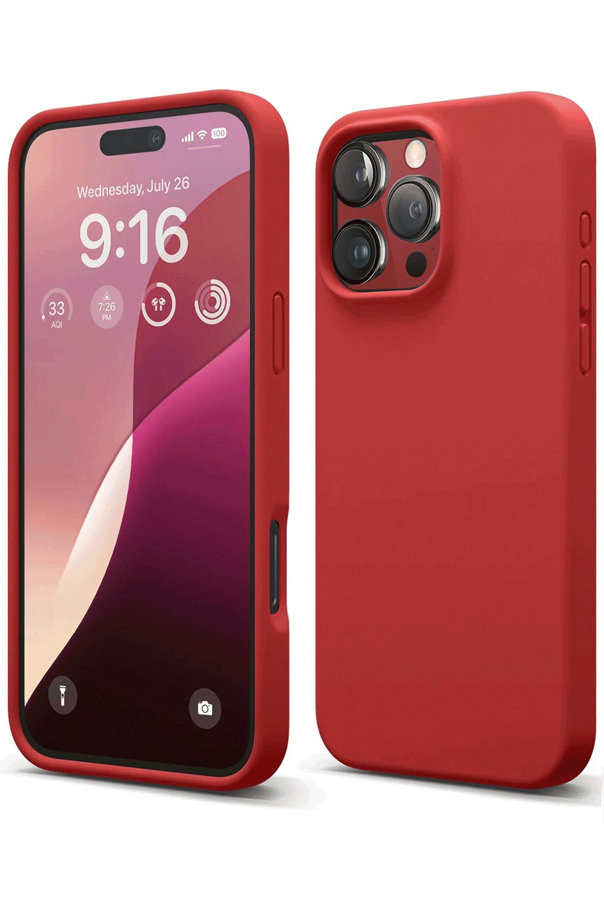  iPhone 16 Pro Max Kılıf Nano içi Kadife Silikon - Kırmızı