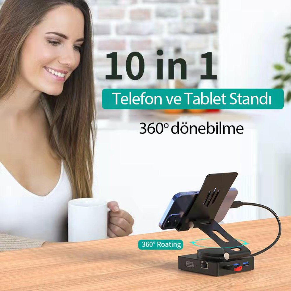  Dönüştürücü 10in1 Hub 116 - Gri