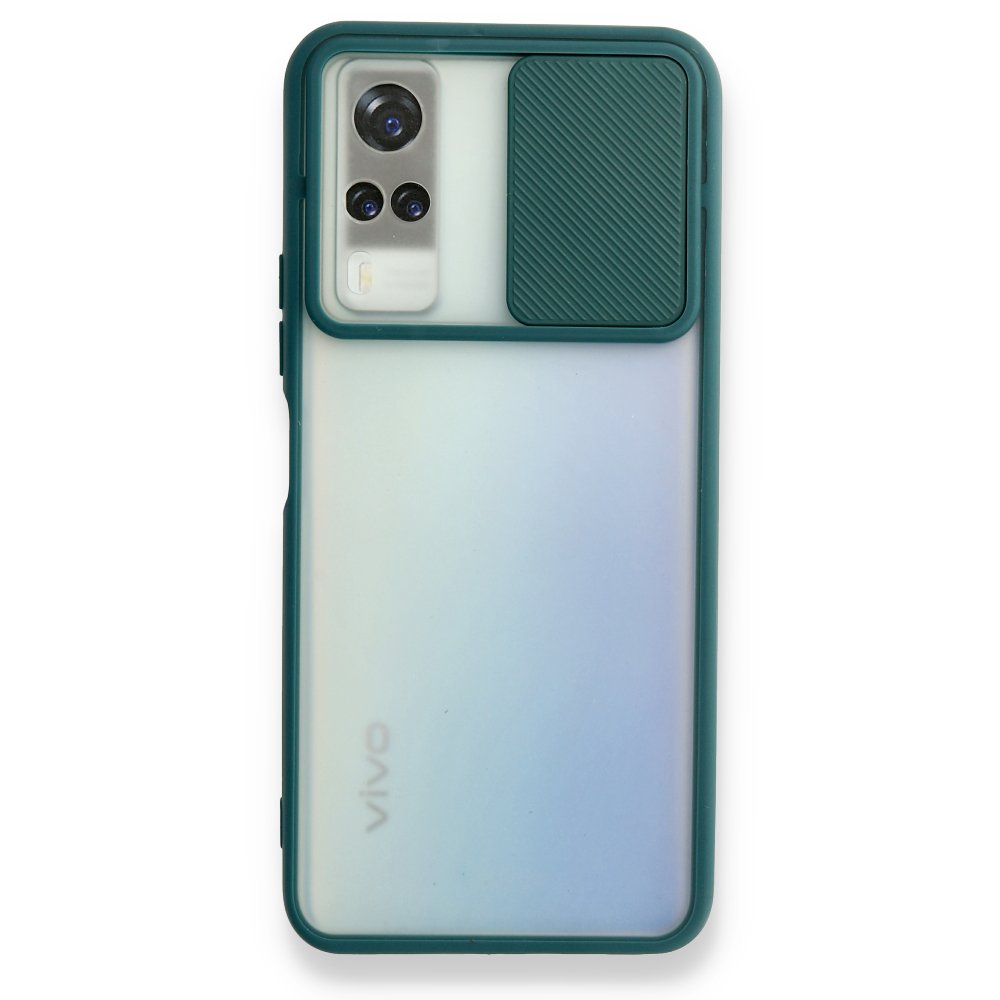  Vivo Y31 2021 Kılıf Palm Buzlu Kamera Sürgülü Silikon - Yeşil