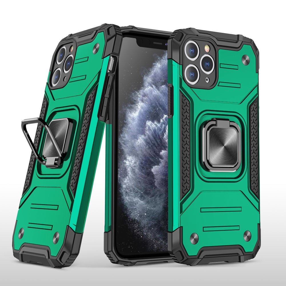  iPhone 11 Pro Kılıf Zegna Yüzüklü Silikon Kapak - Koyu Yeşil