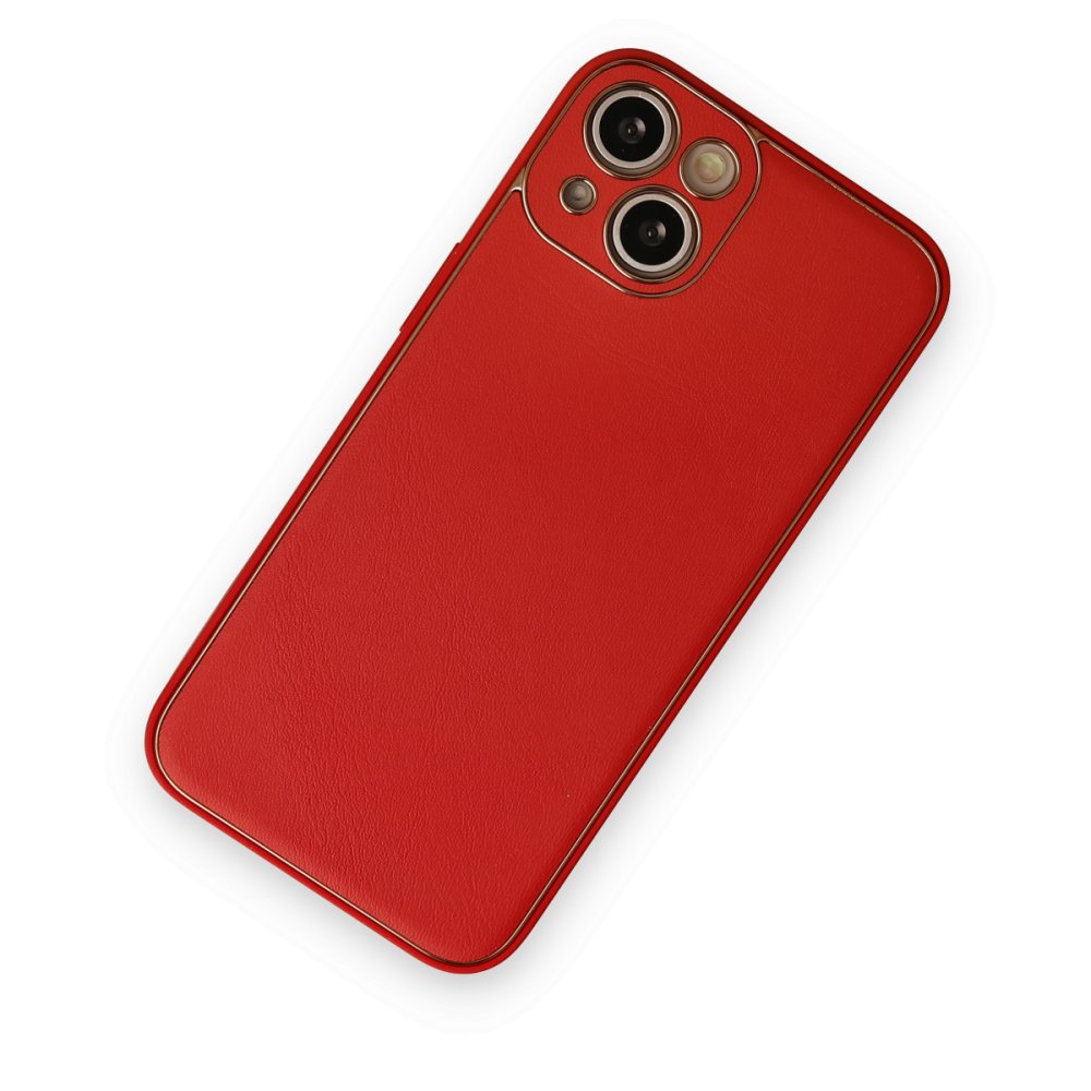  iPhone 14 Plus Kılıf Coco Deri Silikon Kapak - Kırmızı