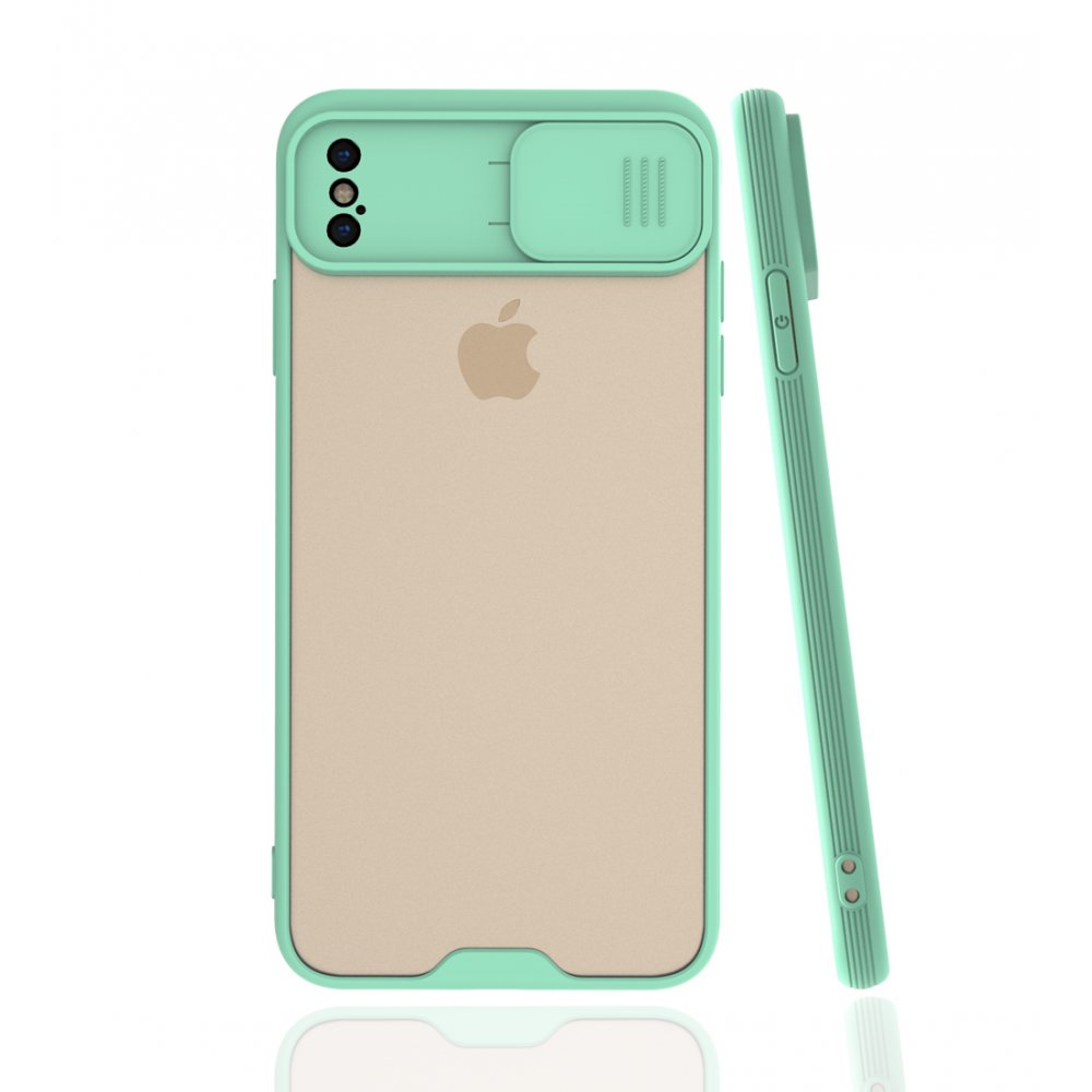  iPhone XS Max Kılıf Platin Kamera Koruma Silikon - Açık Yeşil