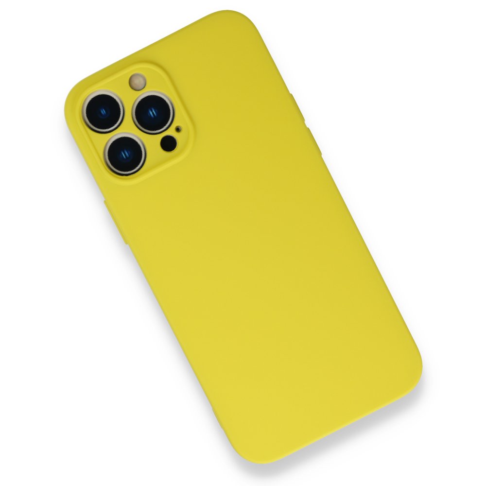 iPhone 13 Pro Max Kılıf Nano içi Kadife Silikon - Sarı iPhone 13 Pro Max Kılıf Nano içi Kadife Silikon - Sarı