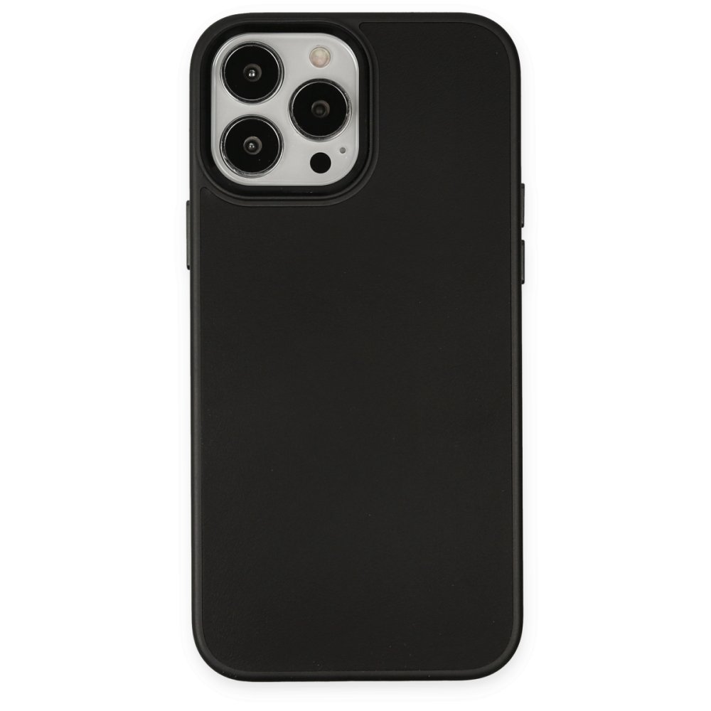  iPhone 13 Pro Max Kılıf Asya Deri Silikon - Siyah