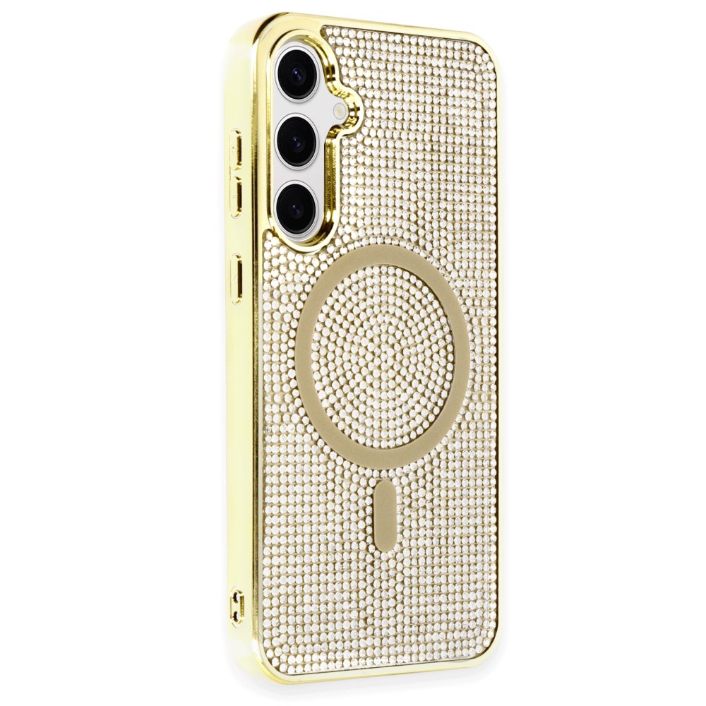  Samsung Galaxy S23 Kılıf Diamond Magsafe Kapak - Gold