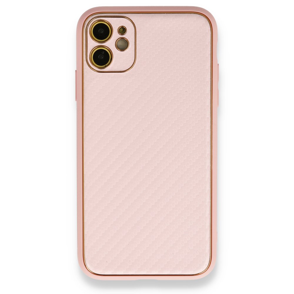 iPhone 12 Kılıf Coco Karbon Silikon - Pembe iPhone 12 Kılıf Coco Karbon Silikon - Pembe