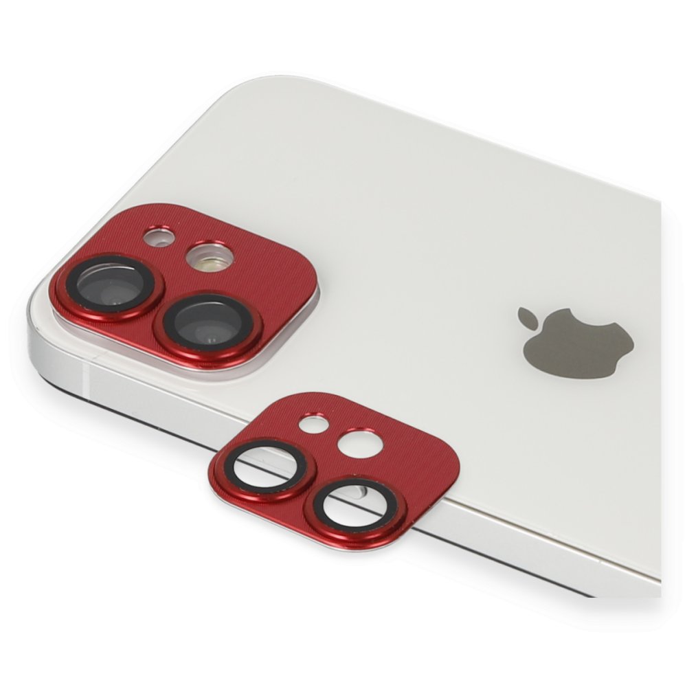  iPhone 12 Mini Pers Alüminyum Kamera Lens - Kırmızı
