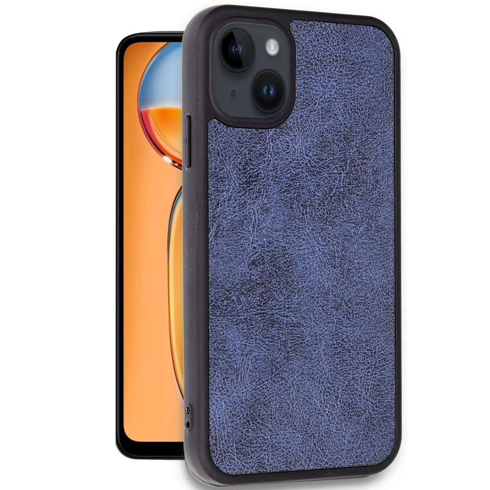  iPhone 14 Kılıf Aras Deri Kapak - Lacivert