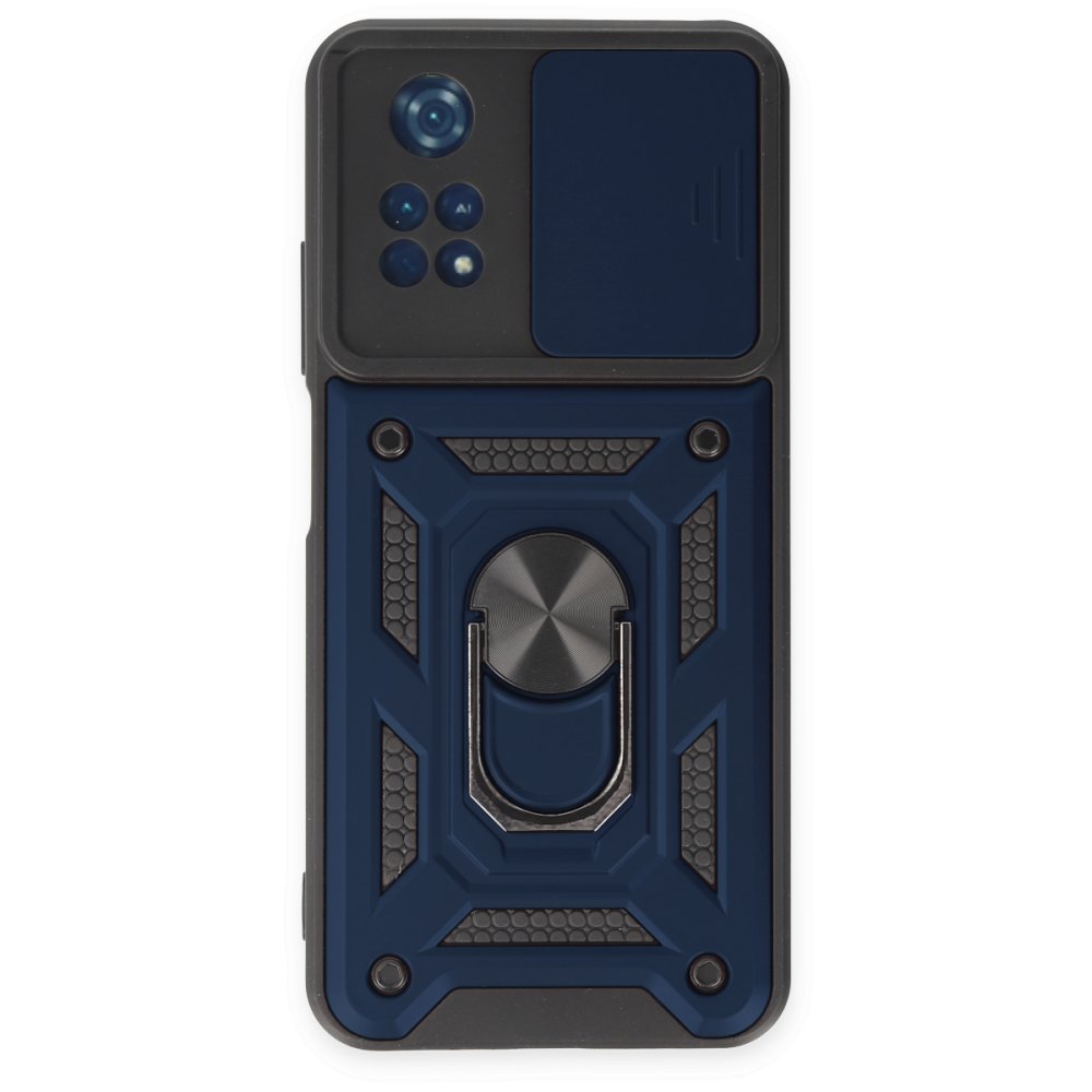  Xiaomi Poco M4 Pro 4G Kılıf Pars Lens Yüzüklü Silikon - Lacivert