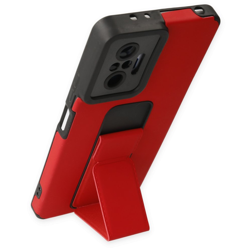 Redmi Note 10 Pro Kılıf Mega Standlı Silikon - Kırmızı