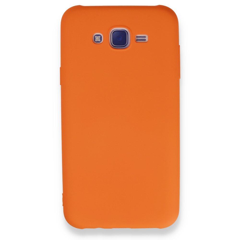  Samsung Galaxy J7 Kılıf Nano içi Kadife Silikon - Turuncu