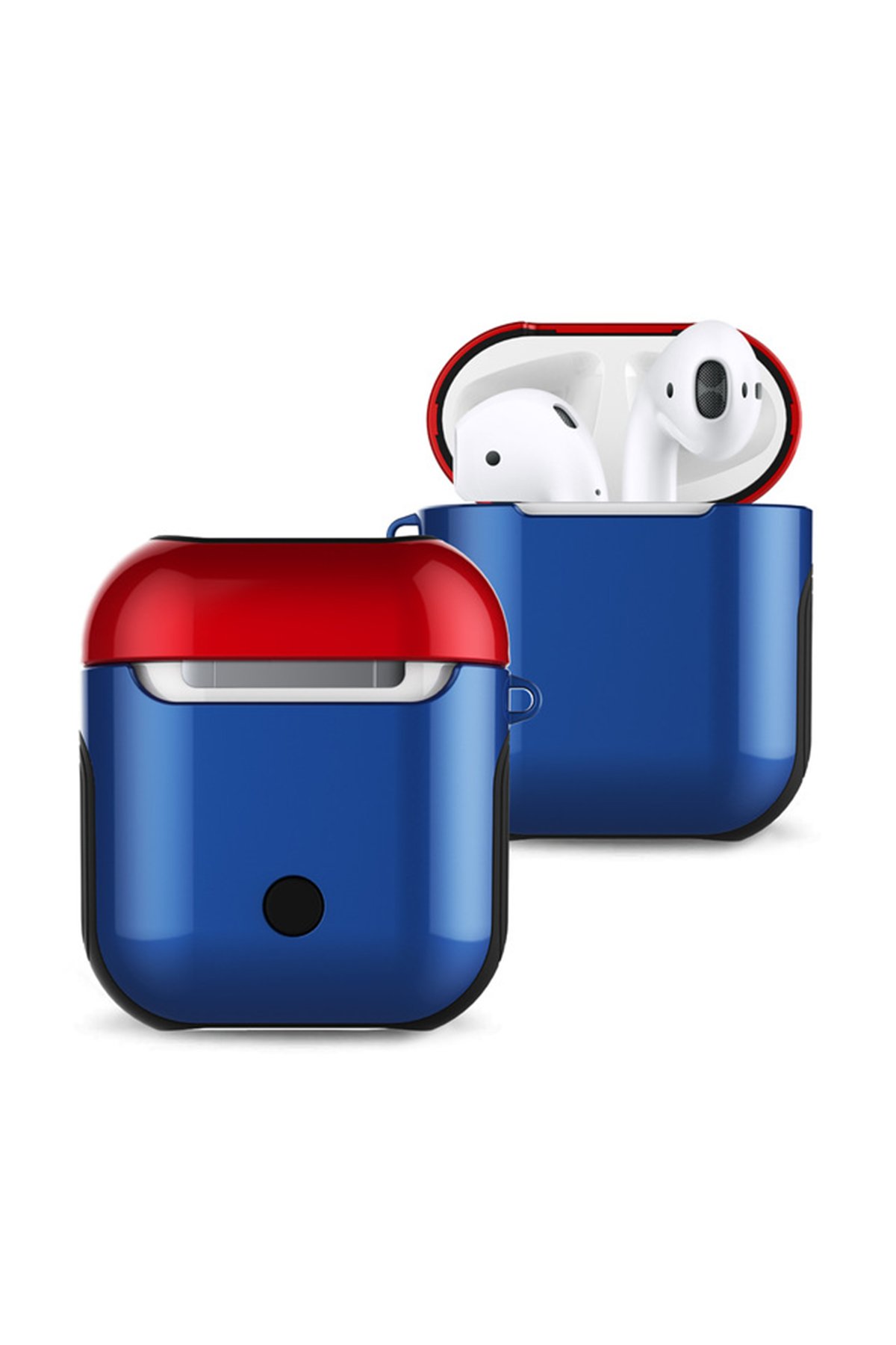  Airpods (1.nesil) 3in1 Kılıf - Lacivert-Kırmızı