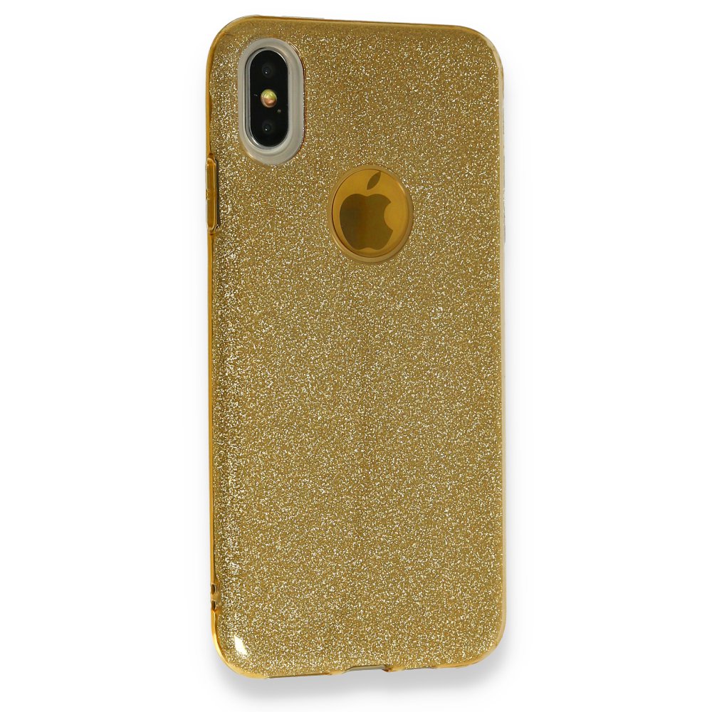  iPhone XS Max Kılıf Simli Katmanlı Silikon - Gold
