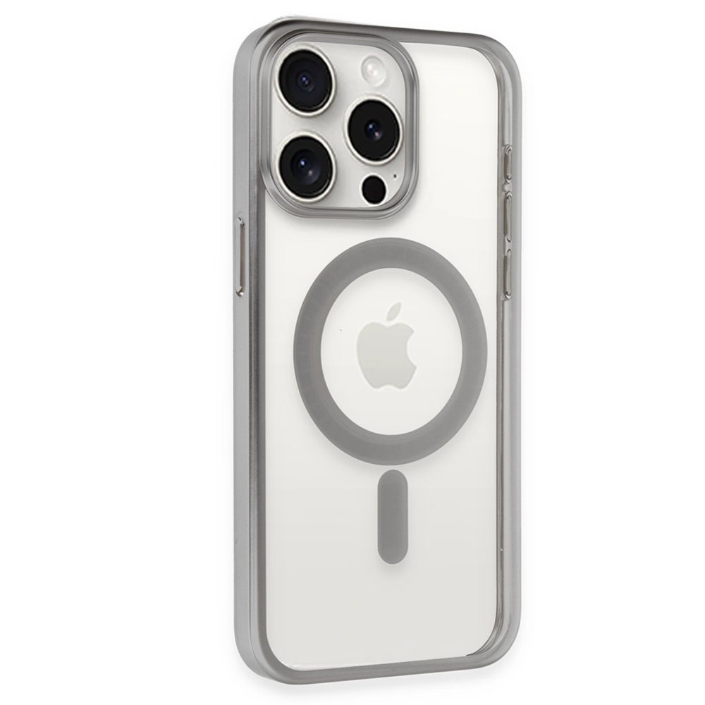  iPhone 15 Pro Kılıf Erozi Magsafe Kapak - Gümüş