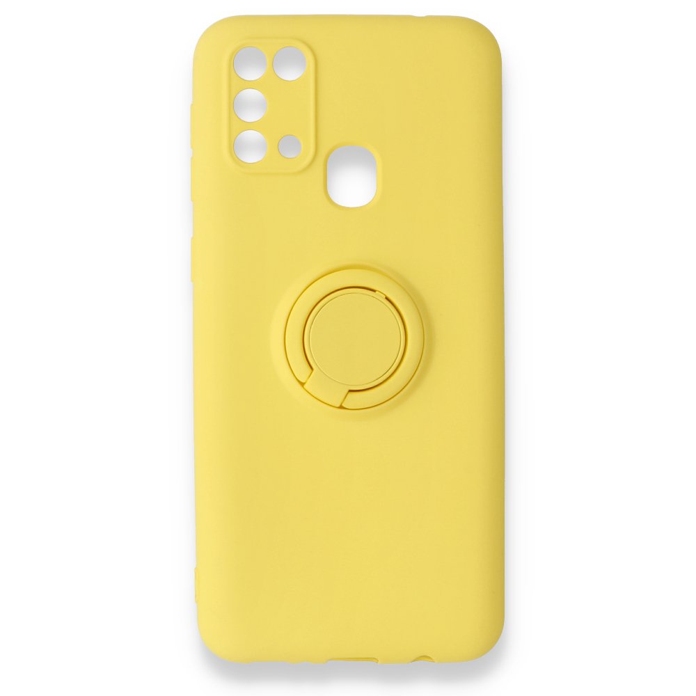  Samsung Galaxy M31 Kılıf Viktor Yüzüklü Silikon - Sarı