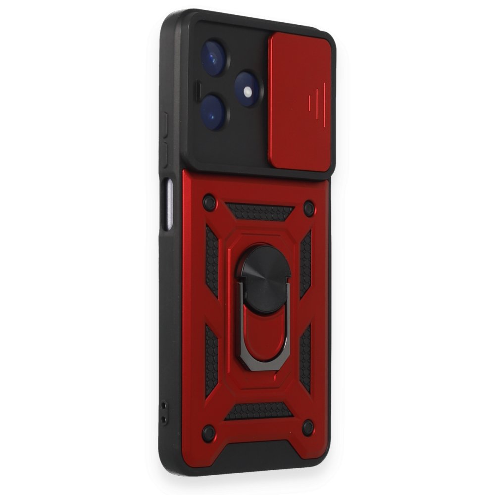 Realme C53 Kılıf Pars Lens Yüzüklü Silikon - Kırmızı Realme C53 Kılıf Pars Lens Yüzüklü Silikon - Kırmızı