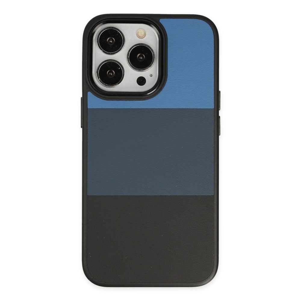 iPhone 14 Pro Max Kılıf King Kapak - Mavi-Siyah  iPhone 14 Pro Max Kılıf King Kapak - Mavi-Siyah