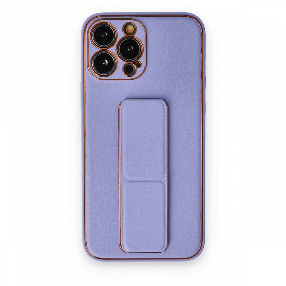 iPhone 13 Pro Kılıf Coco Deri Standlı Kapak - Koyu Lila  iPhone 13 Pro Kılıf Coco Deri Standlı Kapak - Koyu Lila