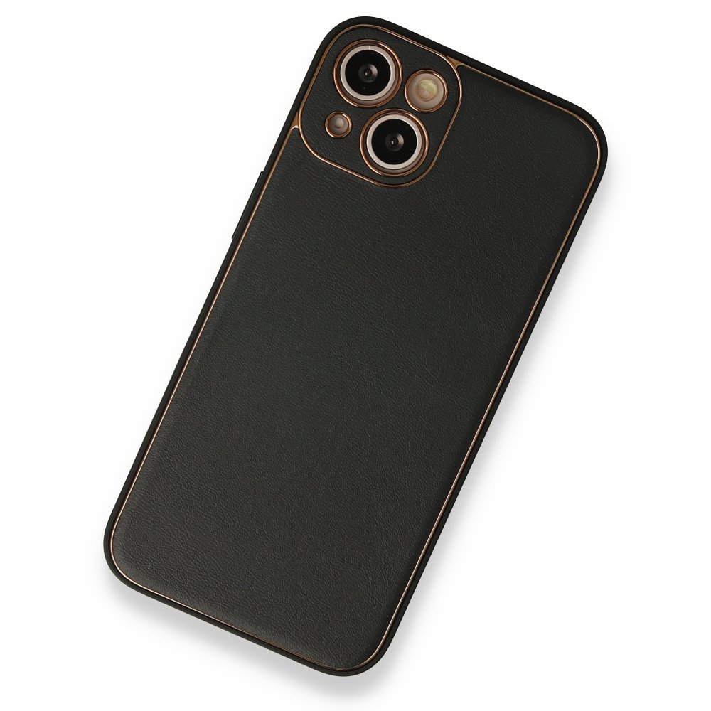 iPhone 13 Kılıf Coco Deri Silikon Kapak - Siyah iPhone 13 Kılıf Coco Deri Silikon Kapak - Siyah
