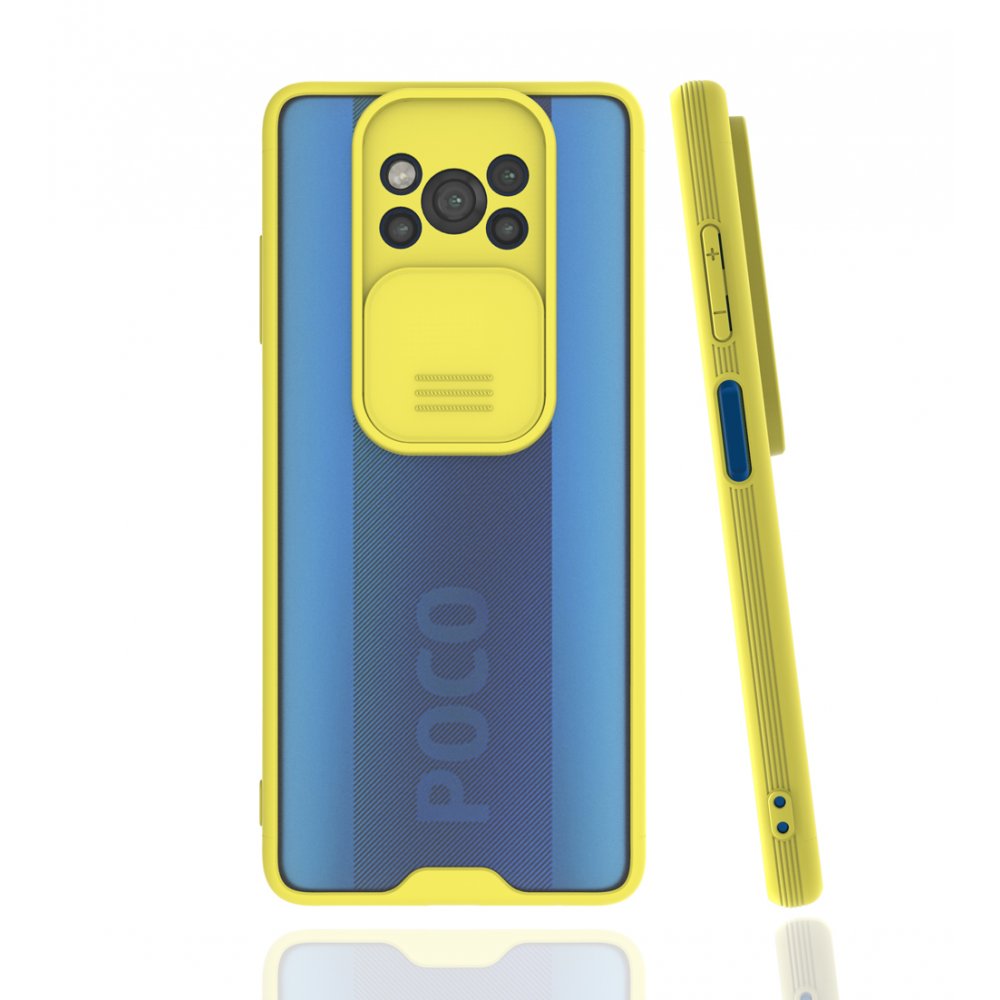  Xiaomi Pocophone X3 Kılıf Platin Kamera Koruma Silikon - Sarı