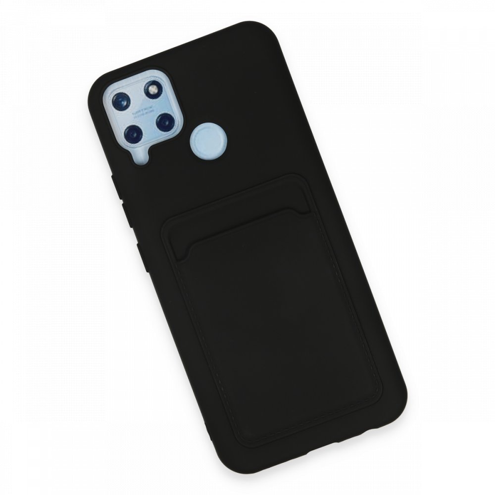  Realme C25 Kılıf Kelvin Kartvizitli Silikon - Siyah