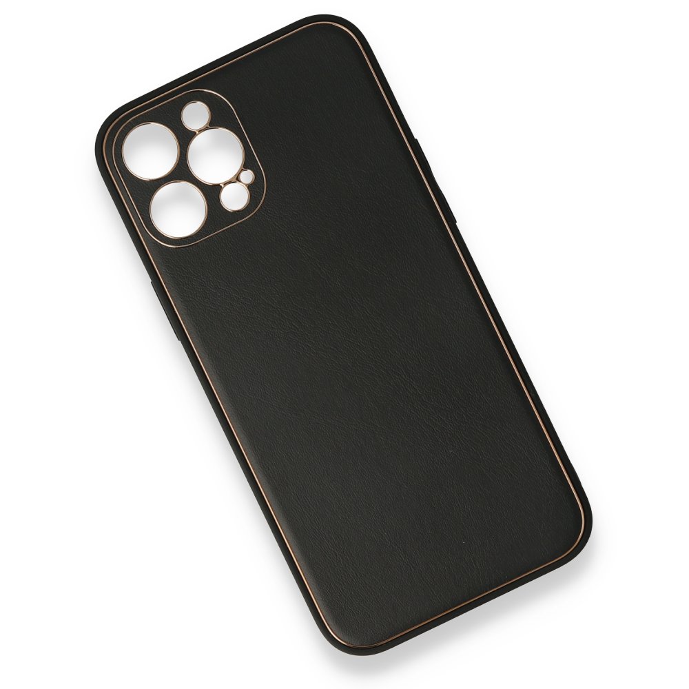 iPhone 12 Pro Kılıf Coco Deri Silikon Kapak - Siyah iPhone 12 Pro Kılıf Coco Deri Silikon Kapak - Siyah