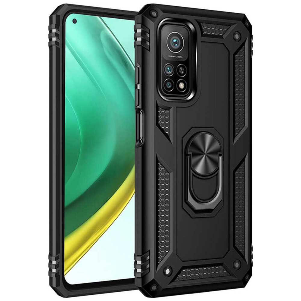  Xiaomi Mi 10T Pro Kılıf Sofya Yüzüklü Silikon Kapak - Siyah