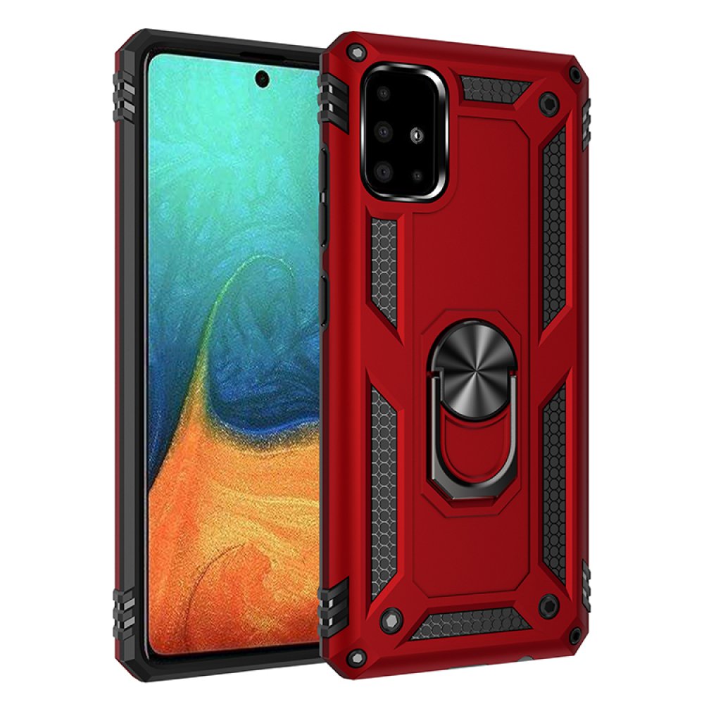  Samsung Galaxy A71 Kılıf Sofya Yüzüklü Silikon Kapak - Kırmızı
