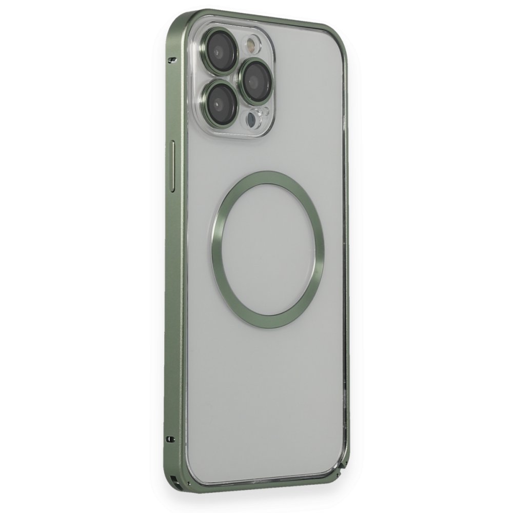 Joko iPhone 13 Pro Max Metal Bumper Magneticsafe Kapak - Yeşil Joko iPhone 13 Pro Max Metal Bumper Magneticsafe Kapak - Yeşil