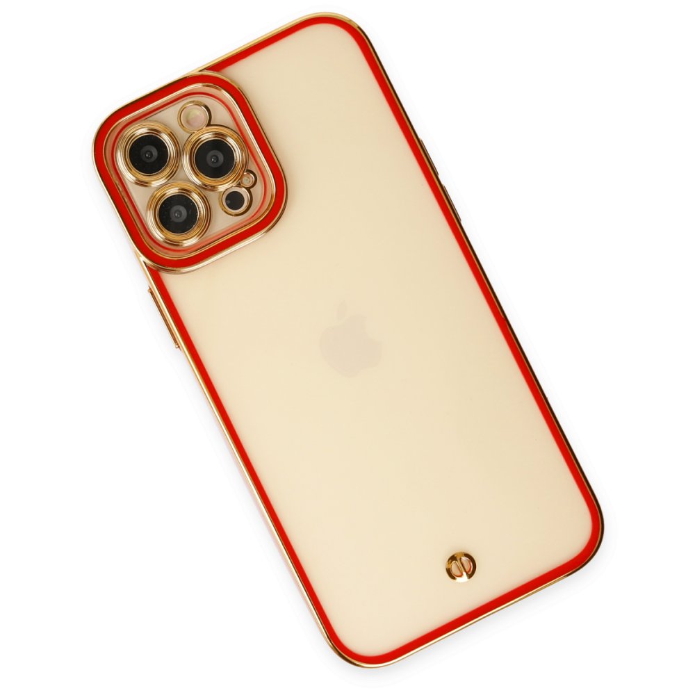  iPhone 12 Pro Max Kılıf Liva Lens Silikon - Kırmızı