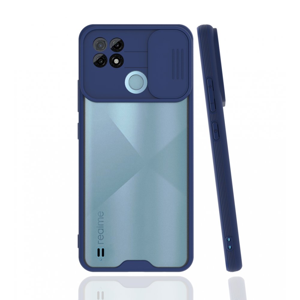  Realme C21 Kılıf Platin Kamera Koruma Silikon - Lacivert