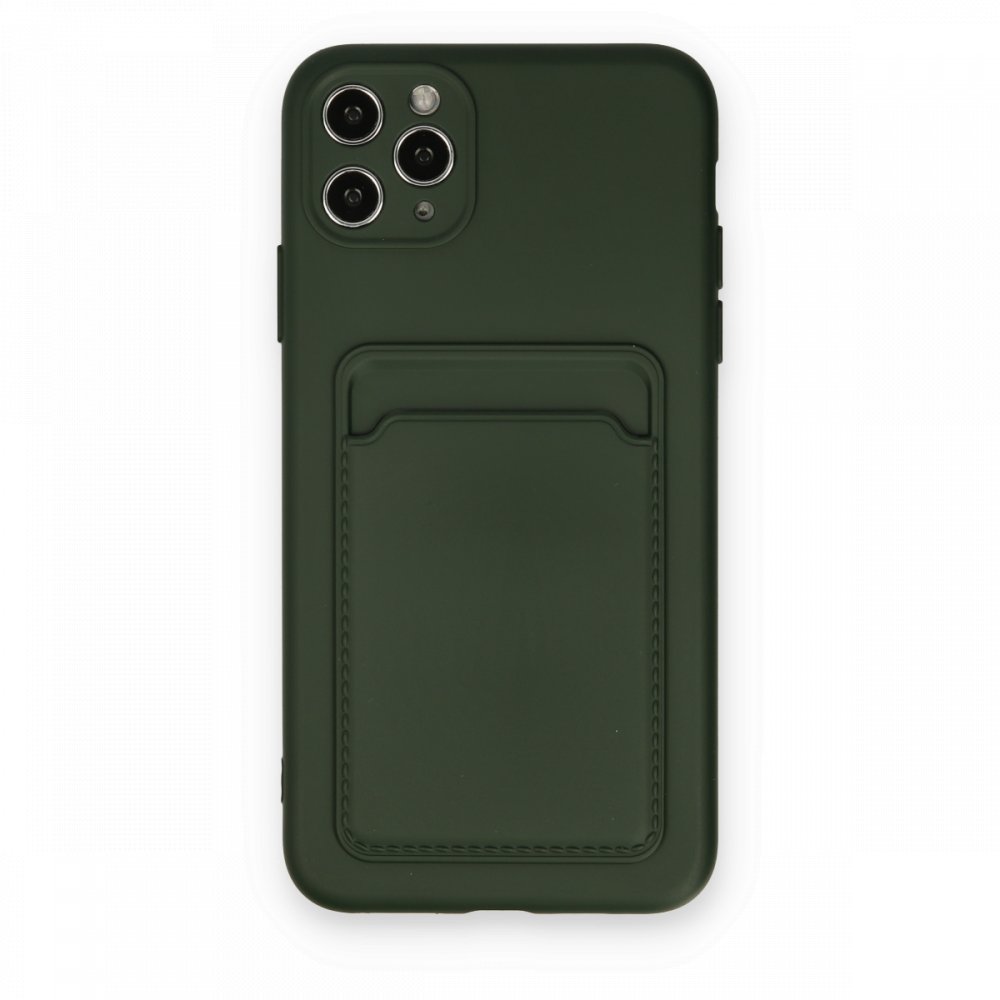  iPhone 11 Pro Max Kılıf Kelvin Kartvizitli Silikon - Koyu Yeşil